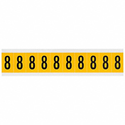 BRADY 15308 Number Label 8 1-1/2in.Hx7/8in.W Vinyl