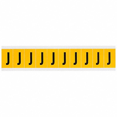 BRADY 1530J Letter Label J 1-1/2inH Blck/Yellw Vinyl