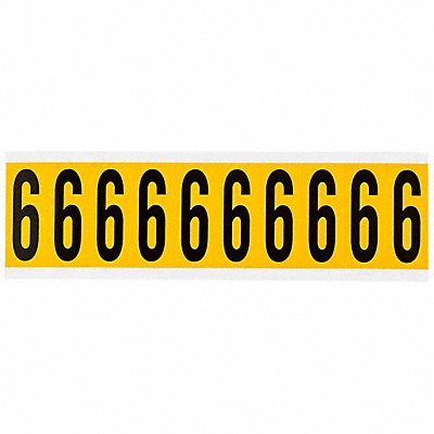BRADY 15346 Number Label 6 2-1/4in.Hx7/8in.W Vinyl