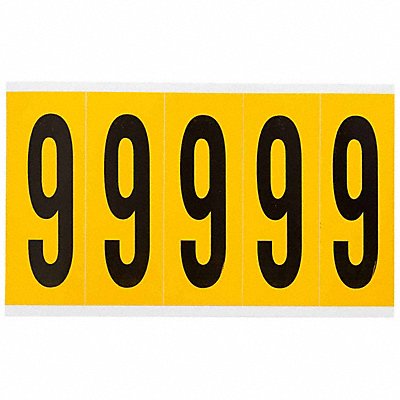 BRADY 15609 Number Label 9 5in.Hx1-3/4in.W Vinyl