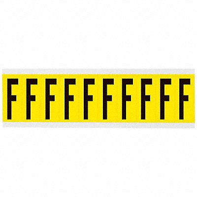 BRADY 3440F Letter Label F 8inW Black/Yellow Vinyl