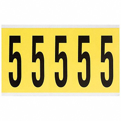 BRADY 34605 Number Label 5 5inHx1-3/4inW No Cards 1