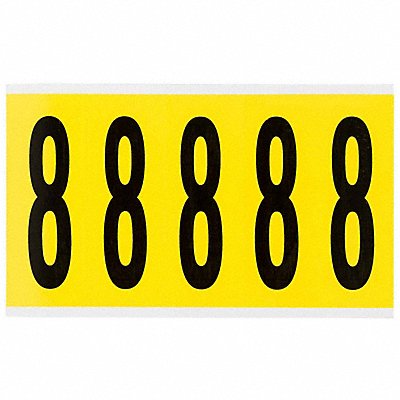 BRADY 34608 Number Label 8 5inHx1-3/4inW No Cards 1