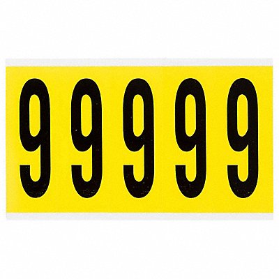 BRADY 34609 Number Label 9 5inHx1-3/4inW No Cards 1