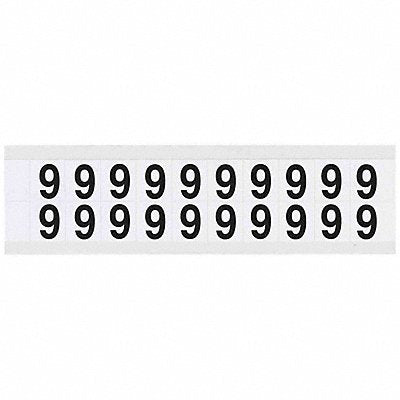 BRADY 97129 Number Label 9 3/4in.Hx21/32in.W Vinyl