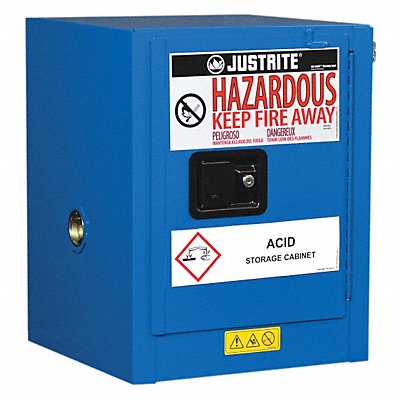 JUSTRITE 860428 Hazmat Storage Cabinet Blue Steel
