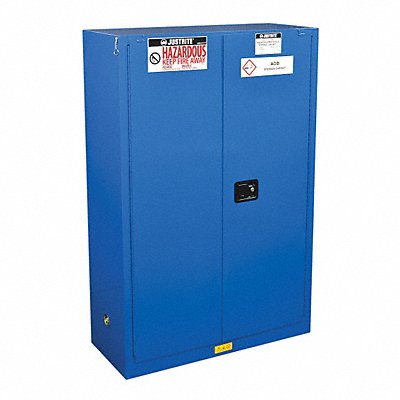 JUSTRITE 864528 Haz Material Safety Cabinet 45 Gal Blue