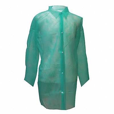 ACTION CHEMICAL PP110GL Disposable Laboratory Coat L Green PK30