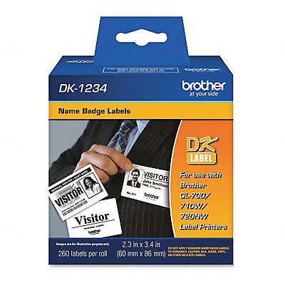 BROTHER DK1234 Adhesive Name Badge Labels Wht PK260