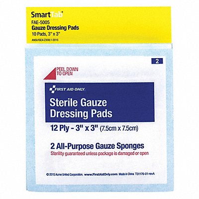 FIRST AID ONLY FAE5005 Pads Gauze 3 X3