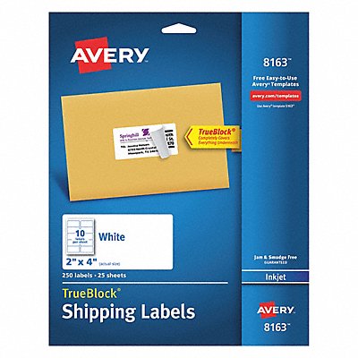 AVERY 8163 Shipping Labels Inkjet 2 x4 Wht PK250