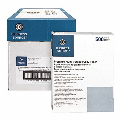 BUSINESS SOURCE 32125 Paper Copy 20# 92Brt 8.5 x11 PK5