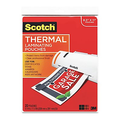SCOTCH TP385420 Pouch Therml 81/2x11 Clr PK20