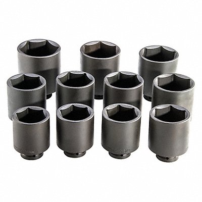 PROTO J76111 Impact Socket Set Stl Black Oxide 3 1/8-4 1/2 in