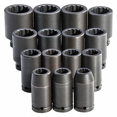 PROTO J72104M Impact Socket Set Steel Black Oxide 19 to 43 mm