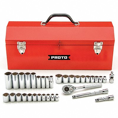 PROTO J522301A Socket Wrench St Chrome 12Pt 5/16 - 7/8 in