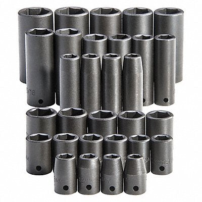 PROTO J54215 Impact Socket Set Steel Black Oxide 3/8-1 1/4 in
