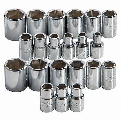 PROTO J52219 Socket Set Chrome 1/4-1 in 6Pt