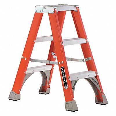LOUISVILLE FM1503 Twin Stepladder 3 ft Fiberglass 300 lb.