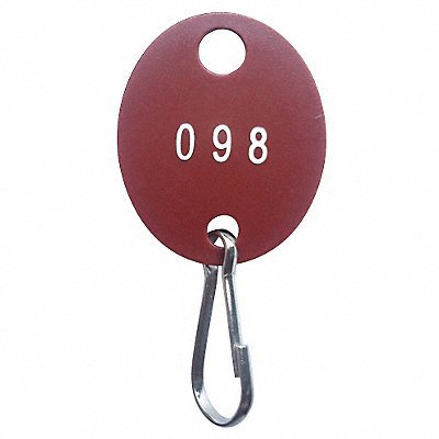 GRAINGER 33J884 Key Tag Numbered 101 to 200 Red PK100