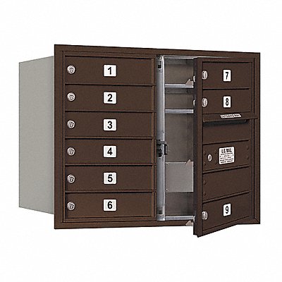 SALSBURY INDUSTRIES 3706D09ZFU Horizontal Mailbox USPS 9Dr Bz FL 23-1/2in