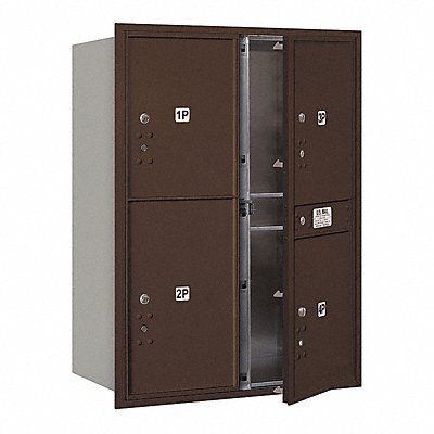 SALSBURY INDUSTRIES 3711D4PZFU Horizontal Mailbox USPS 4Dr Bronze FL 41in