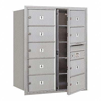 SALSBURY INDUSTRIES 3710D09AFU Horizontal Mailbox MB2 9Dr Alum FL 37-1/2in