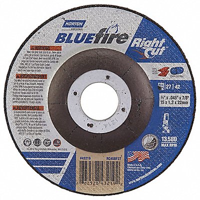 NORTON 66252843219 Depressed Centre Cut Off Wheel 7/8 CN Unthreaded Hole