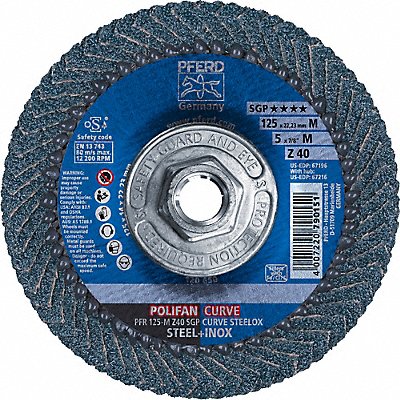 PFERD 67216 Fiber Disc 5 in Dia 5/8in Arbor 40 Grit