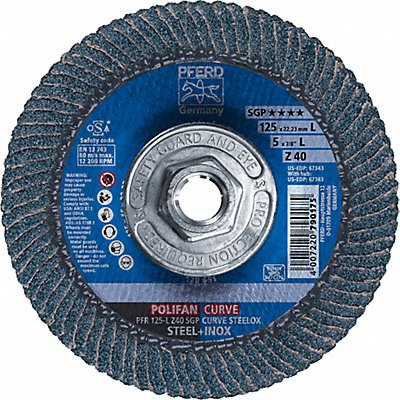 PFERD 67363 Fiber Disc 5 in Dia 5/8in Arbor 40 Grit
