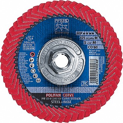 PFERD 67217 Fiber Disc 5 in Dia 5/8in Arbor 60 Grit