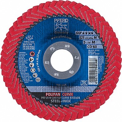 PFERD 67197 Fiber Disc 5 in Dia 7/8in Arbor 60 Grit