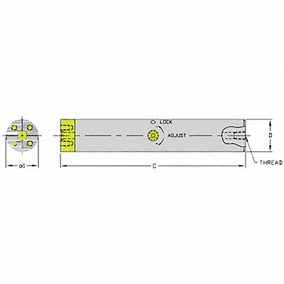 ULTRA-DEX USA SCFTB175025 Indexable Boring Bar 2.0100