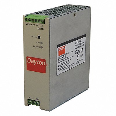 DAYTON 33NT12 Power Supply DIN Rail 120W 24VDC Metal