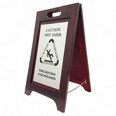 HOSPITALITY 1 SOURCE WWFNI Wet Floor Sign Walnut Wood 24 in H
