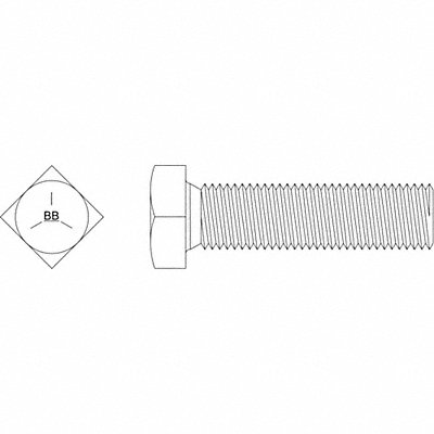 GRAINGER SQHDG5FTZY38161 Square Head Bolt Fastener L 1 in PK50