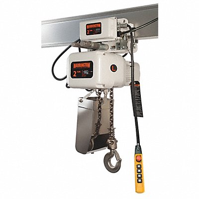 HARRINGTON NERM010LLFG15 Electric Chain Hoist w/Trolley 15ft. 14 fpm