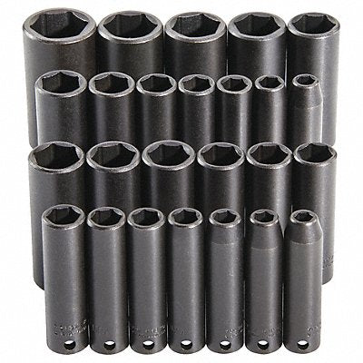 PROTO J72118 Impact Socket Set Steel Black Oxide 5/16-1 in