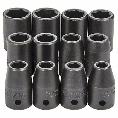 PROTO J74242 Impact Socket Set Steel Black Oxide 3/8-3/4 in