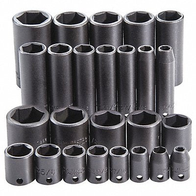 PROTO J72125 Impact Socket Set Steel Black Oxide 1/4 to 1 in