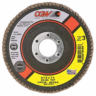 CGW ABRASIVES 42304 Flap Disc 60 Grit Poly-Cotton