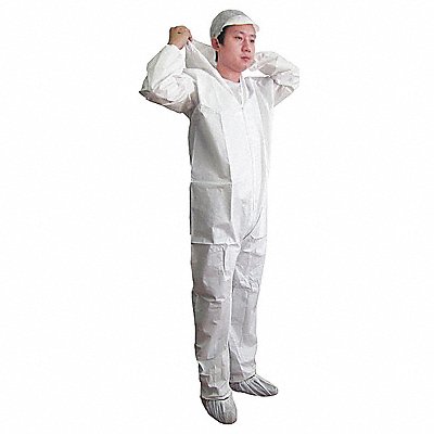 KEYSTONE CVLKGHELRG Hooded Coverall Elastic White L PK25