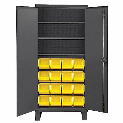 DURHAM MFG 3702163S95 Bin Cabinet 78 x36 x24 Grey 16YellowBns