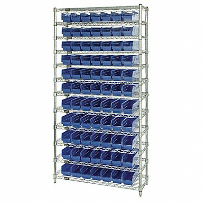 QUANTUM STORAGE SYSTEMS WR12101BL G7060 Bin Shelving 12inx74inx36in Blue