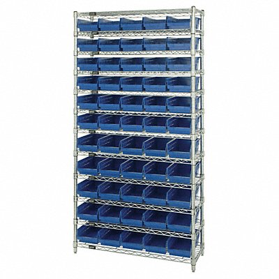 QUANTUM STORAGE SYSTEMS WR12102BL G7061 Bin Shelving 12inx74inx36in Blue