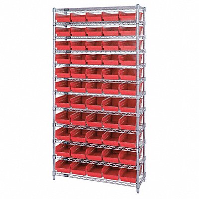 QUANTUM STORAGE SYSTEMS WR12102RD G7061 Bin Shelving 12inx74inx36in Red