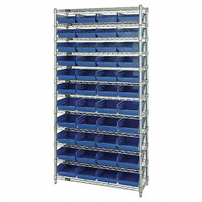 QUANTUM STORAGE SYSTEMS WR12107BL G7063 Bin Shelving 12inx74inx36in Blue