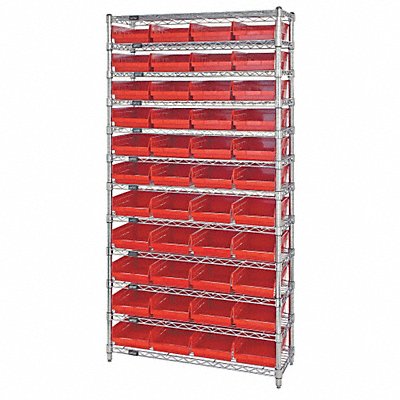 QUANTUM STORAGE SYSTEMS WR12107RD G7063 Bin Shelving 12inx74inx36in Red