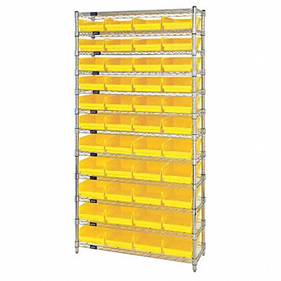 QUANTUM STORAGE SYSTEMS WR12107YL G7063 Bin Shelving 12inx74inx36in Yellow