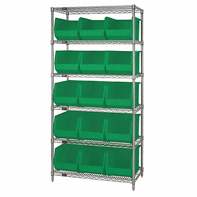 QUANTUM STORAGE SYSTEMS WR6260GN G7064 Bin Shelving 18inx74inx36in Grey